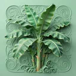 ultra realistic illustration, cinema 4 d art, banana plants drawing, jade background, elegant, highly detailed, digital painting, concept art, intricate, swirl, smooth, sharp focus, illustration, art by artgerm and greg rutkowski and alphonse mucha