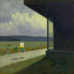 edward hopper painting, bo bartlett painting, scene from a adventure time