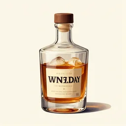 whiskey on birthday, highly detailed 2 d illustration in matte colors