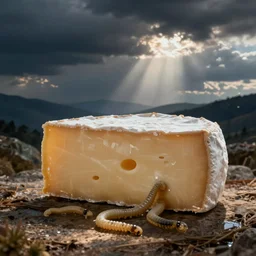 cheese with worms coming out of it