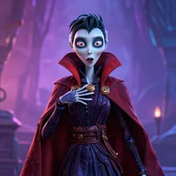 doctor strange in the art style of corpse bride, pixar, vibrant, soft, detailed, digital art