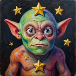 intricate five star slime fuel goblin portrait by pablo picasso, oil on canvas, hdr, high detail, photo realistic, hyperrealism, matte finish, high contrast, 3 d depth, centered, masterpiece, vivid and vibrant colors, enhanced light effect, enhanced eye detail, artstationhd
