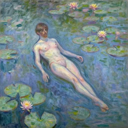 the human centipede in the style of monet's the water lily pond