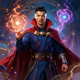 cristiano ronaldo as doctor strange, colorful spells, fantasy art, in the style of Fernando Juarez, illustration, epic art, fantasy, intricate, elgant, amazing detail, digital painting, artstation, concept art, smooth, sharp focus