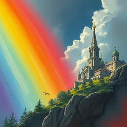 the rainbow. highly detailed, digital painting, watercolor, soviet realism, engraving, artstation, concept art, smooth, sharp focus, vivid grunge, manga, illustration, unreal engine 5, 8 k, art by bilibin and kuvshinov and malevich and mucha