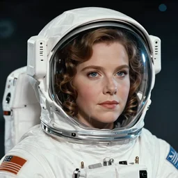 sherilyn fenn 2 6 years old astronaut. forbidden planet 1 9 5 6, retro futurism 1 9 5 0 s, half portrait by stanley artgerm, dramatic lighting, ilya kuvshinov, trending on artstation, flat colour, geometric curves, gradient filter, pleasing tone colours, art deco patterns