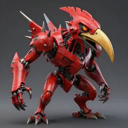 red kon - dam with spiked and long mandible droid bird helmet, style artistically anthropomorphic. zoidberg, dynamic pose. science fiction, portrait by donato giancola and greg rutkowski and wayne. hyper detailed. rendered in 3 0 0 0 cycles. top all time r / imaginarycyberpunk.