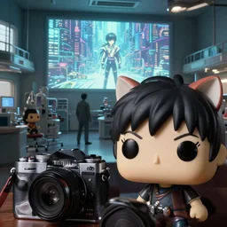 fuji 5 0 r, 3 5 mm, seinen manga ; closeup akira film still of busy medical bay interior with window view ; in the background projection of beautiful matrix film still of funko pop cat statue in style of 1 9 9 0 frontier in closeup porcelain photography magazine architectural studio edition, highly detailed, cinematic lighting, 8 k
