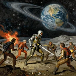 A Holy war in space, by John Atkinson Grimshaw.