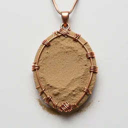 a beautiful amulet made from sand and dirt, with copper wire details