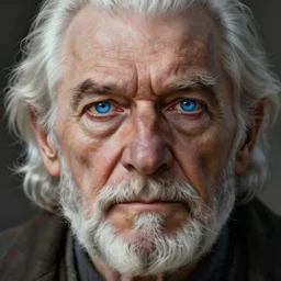 Old man blue eyes mighty looking, digital painting, lots of details, 4k, intricate