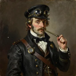 a portrait painting of a steampunk gentleman, art greg rutkowski and william - adolphe bouguereau