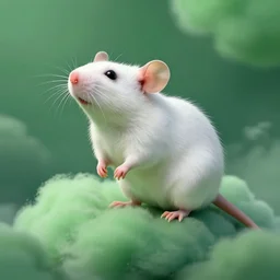 white rat in green clouds, majestic, concept art, 8 k, trending on artstation