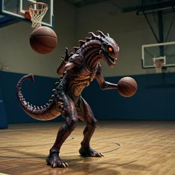 Photo of a Demogorgon playing basketball in Stranger Things