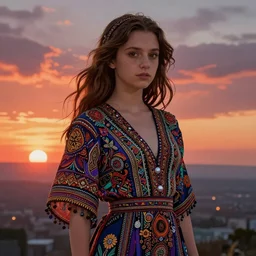 nina dobrev, sunset background, intricate, highly detailed, digital painting, artstation, official media, anime key visual, concept art, rich vivid colors, ambient lighting, sharp focus, illustration, art by Artgerm, Makoto Shinkai, Ilya Kuvshinov, Lois Van Baarle, and Rossdraws