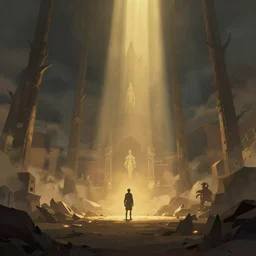 cinematic lighting, epic scene, by cory loftis, artstation, quality illustration
