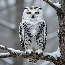 beautiful hyperrealist highly detailed cinematic lighting nature photograph of a snowy owl on a tree branch, symmetrical full body, beautiful high contrast wood engraving, moebius and charles burns comic style, shocking detail trending on artstation 8 k