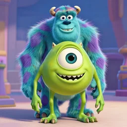 Donald Trump cast as Mike Wazowski , still from Monsters Inc movie, hyperrealistic, 8k, Octane Render,