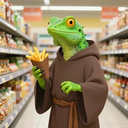 “a lizard Mage Priest goes to the supermarket but they are out of French Fries, Slaan, Warhammer Fantasy, trending on ArtStstion”
