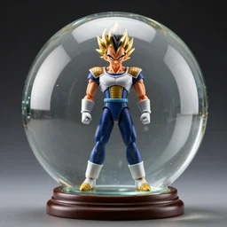 vegeta action figure inside a crystal ball, photo studio, professional photo, artstation trend, hdr