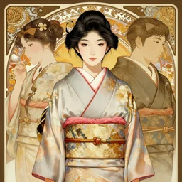 hyperdetailed portrait of a woman in a kimono, digital painting, artstation hq, sharp foccus ilustration, artstation hq. intricate, elegant. wlop, artgerm, greg rutkowski, alphonse mucha, medium shot. dan mumford, tomokazu matsuyama, takato 4 yamamoto