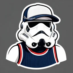 a stormtrooper wearing a backwards baseball cap, sunglasses, chains, basketball jersey, svg sticker art,