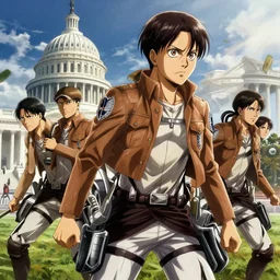 Still from Attack On Titan Titan invasion of Washington DC, intricate, 8k highly professionally detailed, HDR, CGsociety