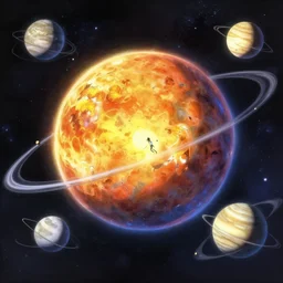 an ultradetailed colorful illusturation of a solar system in space by makato shinkai, anime wallpaper 4 k