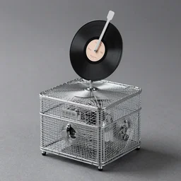 a photo of a music box made out of chicken wire