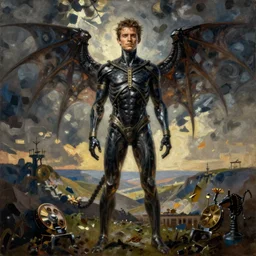 orlando bloom, necronom v, painting by h. r. giger