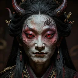by eggleston, color photograph head portrait of yokai, facing camera, photorealistic, highly detailed, haunting, occult!, elegant, extremely detailed, intricate, dramatic lighting, haunting atmosphere, octane render!!!, 8 k,