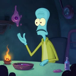 squidward taking an acid trip, digital painting
