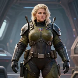 epic professional digital art of stunningly gorgeous thicker scandinavian female starship battle marine in military gear, by leesha hannigan, iris van herpen, artstation, cgsociety, wlop, epic, much wow, much detail, gorgeous, detailed, masterpiece
