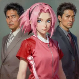 Haruno Sakura, deviantart, gumroad, patreon, post processed, concept art, high details, cinematic, 8k resolution, beautiful detailed, photorealistic, high quality, TUREwindwalker, YiQiang and ShuraKRGT, oil painting, by Greg Rutkowski
