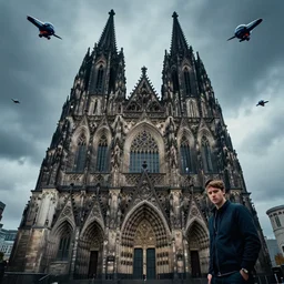 a gothic cathedral dan mumford and josan gonzalez and simon stalenhag, cyberpunk, police drones