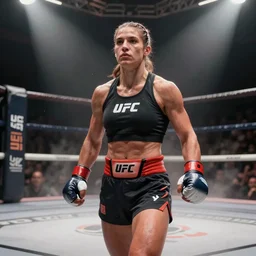 barbara boxer as a mixed martial arts fighter, ufc, volumetric lighting, haze, artstation