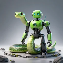 a green and black robot similar to a snake, octane render, 3D
