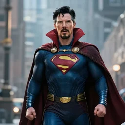 film still of Doctor Strange as Superman in Justice League movie, 4k