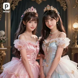 instagram photo. insanely detailed. by wlop, ilya kuvshinov, krenz cushart, greg rutkowski, pixiv. zbrush sculpt, octane, maya, houdini, vfx. two gorgeous young anime cg gentle girlish feminine sissy boys with long hairstyles in princess dresses posing together, in luxury advertisement. cinematic dramatic atmosphere, sharp focus, volumetric lighting