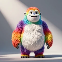 rainbow smiling yeti. pop art.
