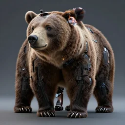 cybernetically enhanced grizzly bear, photo, detailed, 4k
