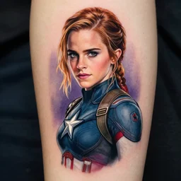 tattoo design of emma watson as captain america