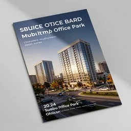 a marketing flyer for a suburban office park, graphic design, branding