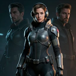 portrait Poster, female cyberpunk pilot in full armor suite, dramatic lighting, cinematic, establishing shot, extremly high detail, photo realistic, cinematic lighting, post processed, concept art, artstation, matte painting, style by eddie mendoza, raphael lacoste, alex ross