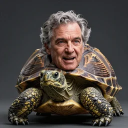 mitch mcconnell sticking his head out of a turtle shell, gray hair, jaws, octane render, unreal 5 engine