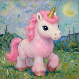 pink fluffy unicorn by van gough