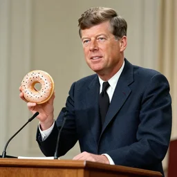 john f kennedy as a donut giving a speech