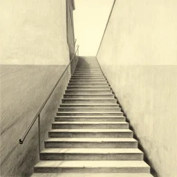infinite staircase, disappearing into the horiton, drawing by casper david friedrich