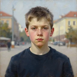 portrait painting of a boy by sergey kolesov, peleng square, trending on artstation