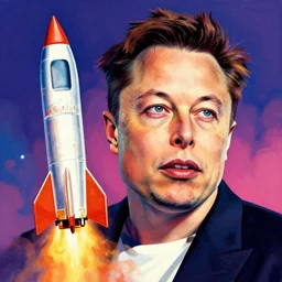 “ a psychedelic portrait of elon musk by a rocket, vibrant color scheme, highly detailed, in the style of romanticism, cinematic, artstation, moebius, greg rutkowski ”